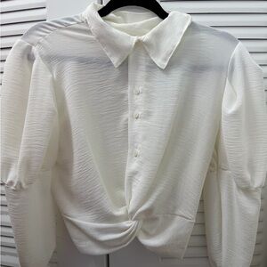 Elegant White Blouse with Knot Detail
